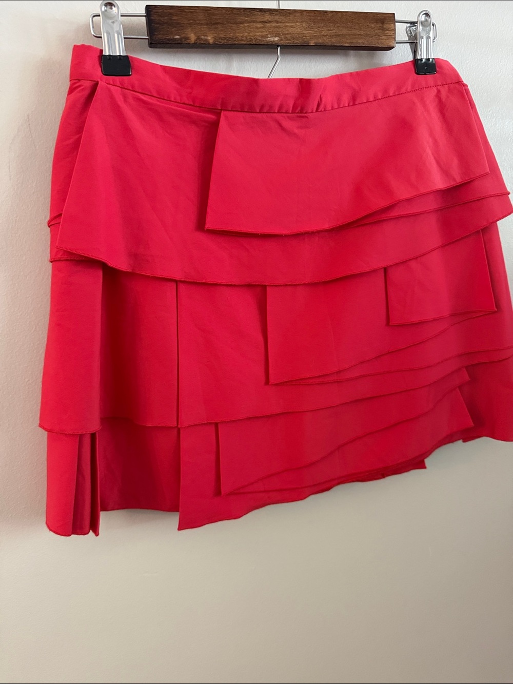 BCBGMaxAzria Layered Ruffle Mini Skirt - Red - Picture 2 of 11